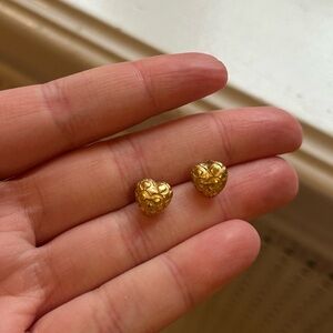 Coach printed gold plated heart shaped studs